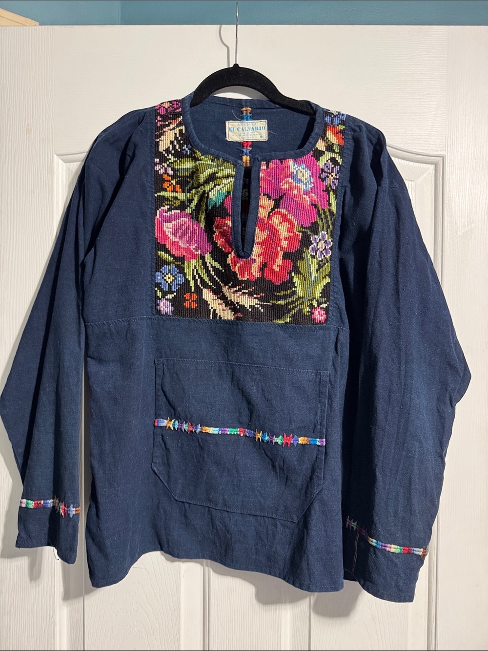 El Calvario Artesania Guatemalan Embroidered Tunic Top 100% Cotton Medium Boho